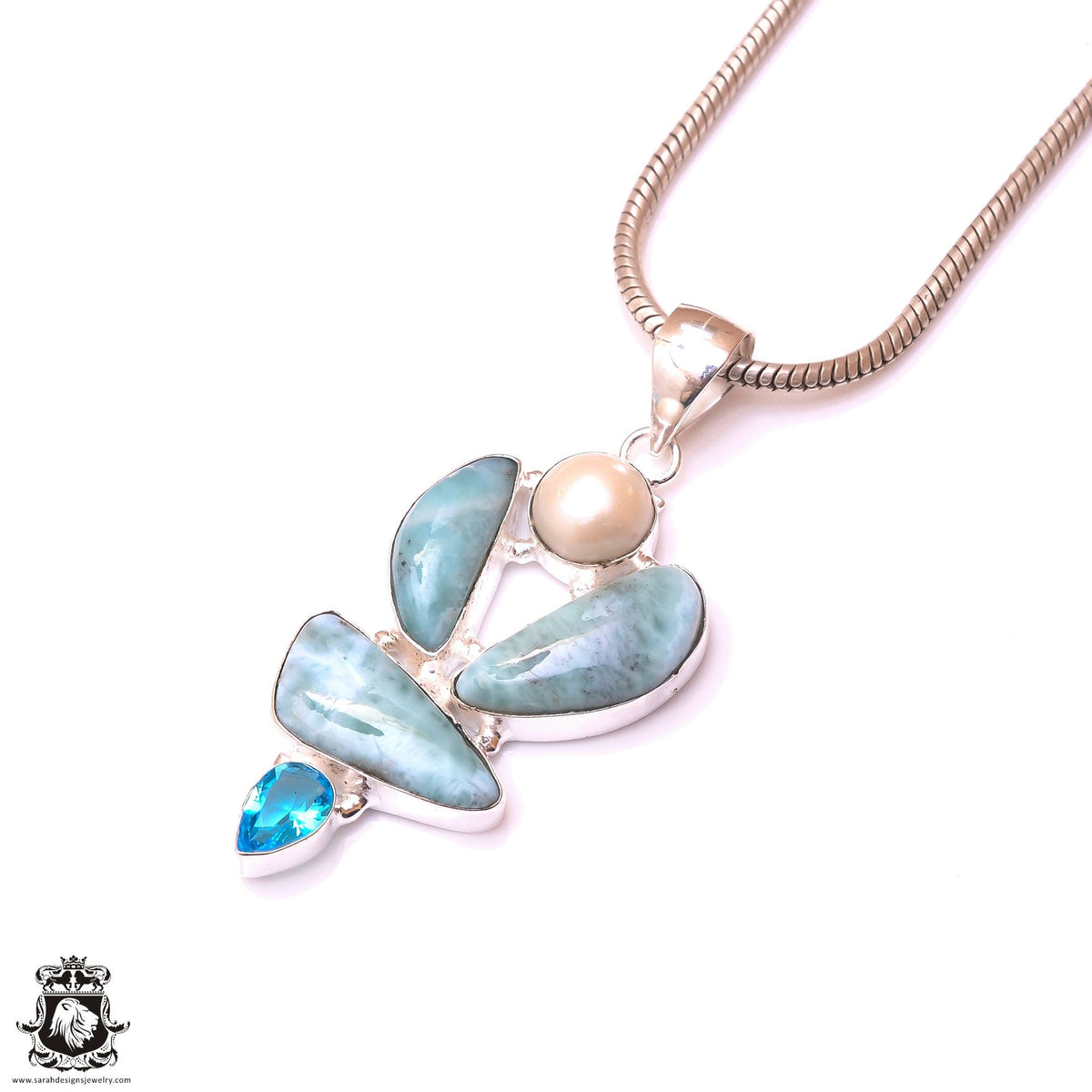 Caribbean Larimar Pendant & 3MM Italian Chain P9892