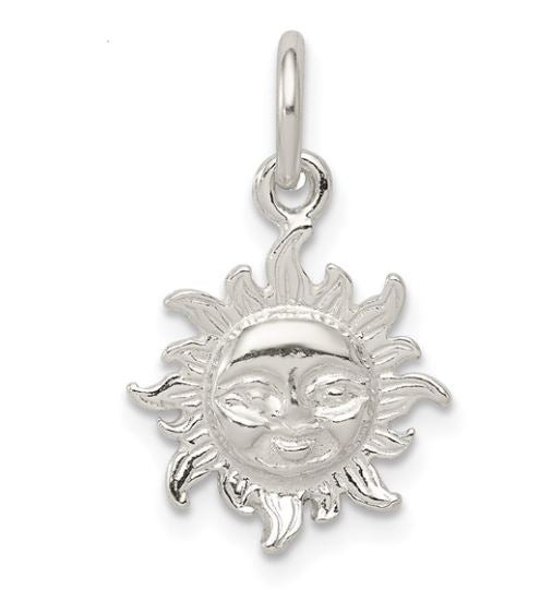 Sterling Silver Polished Face in Sun Charm