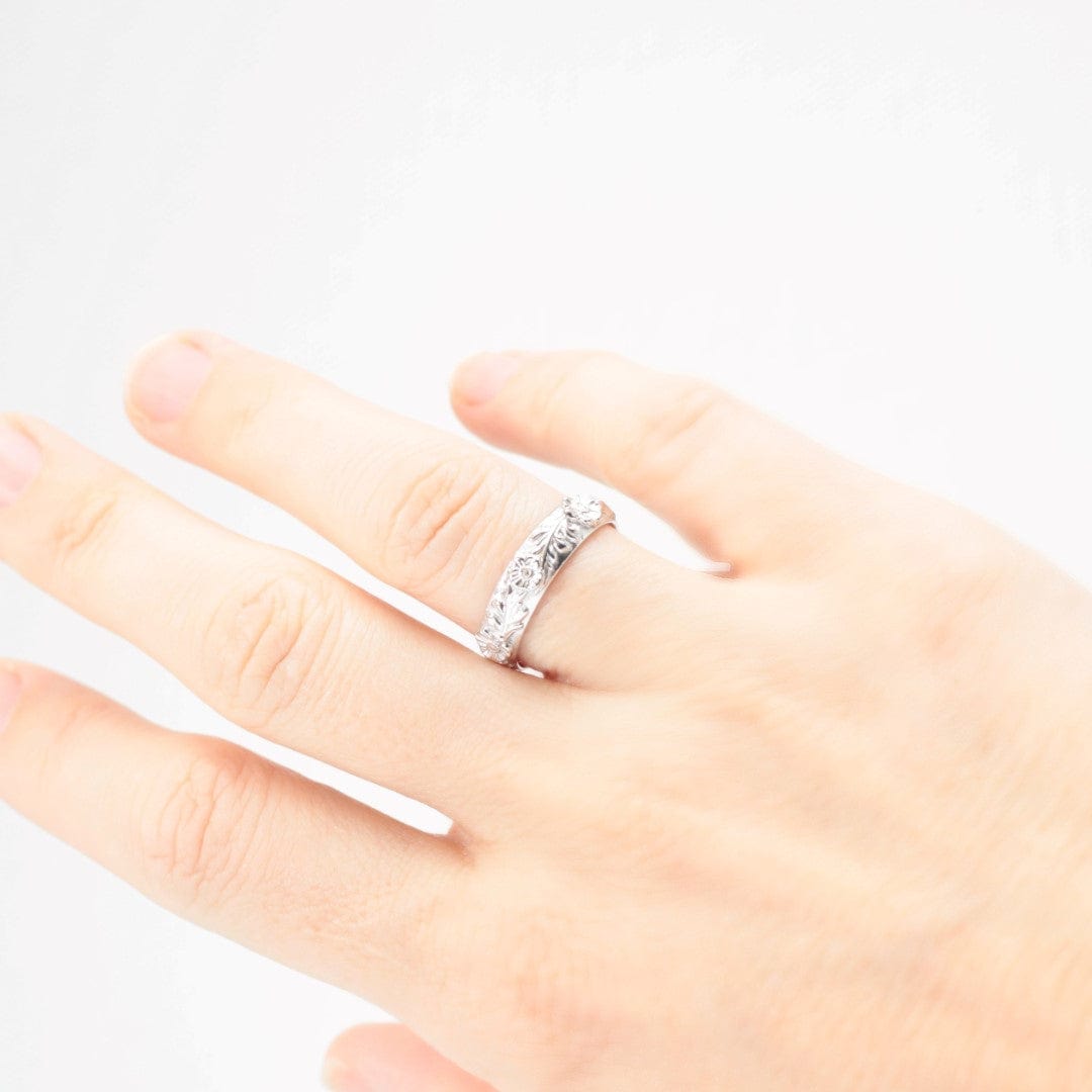 Poppy Leaf Wedding Ring Set