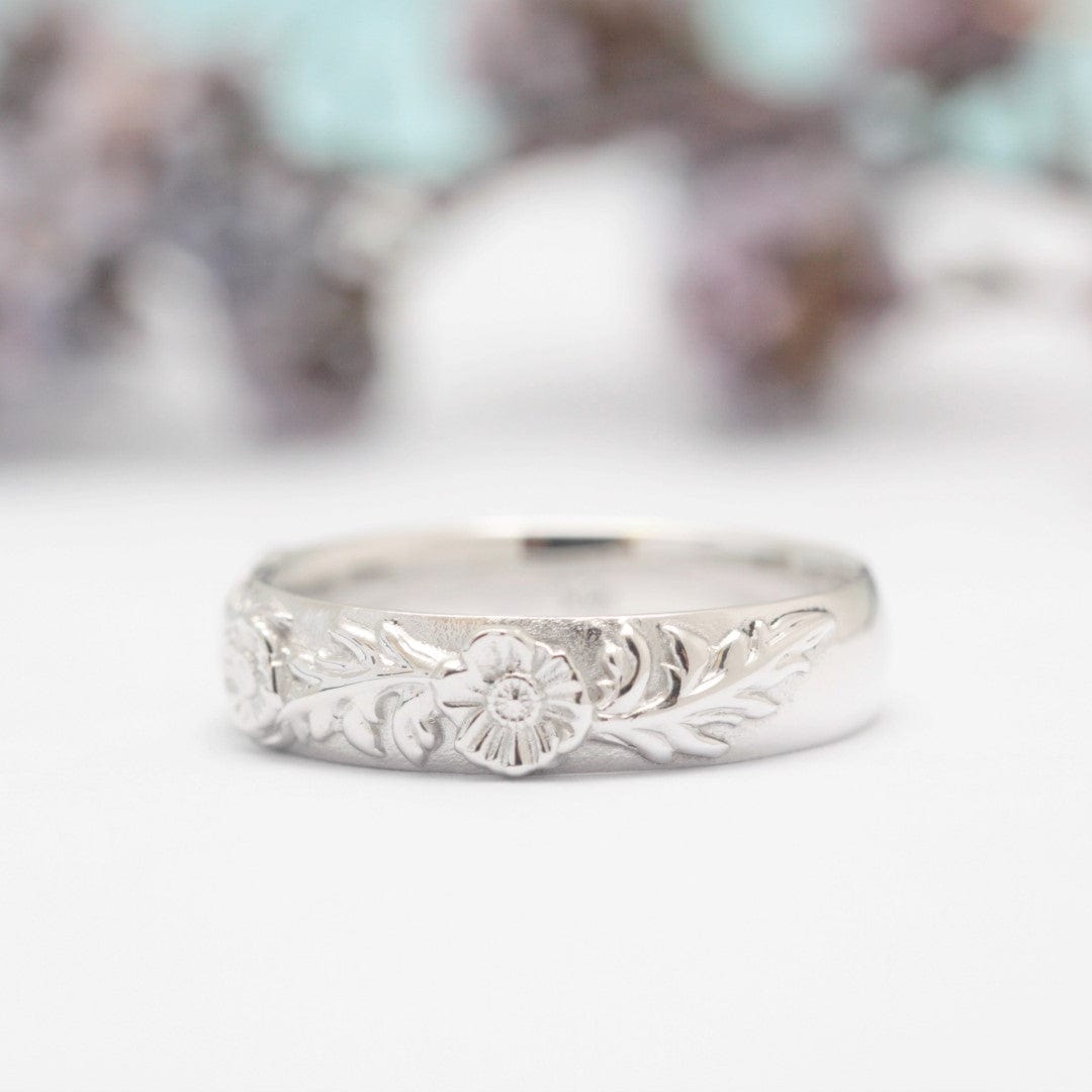 Poppy Leaf Wedding Ring Set