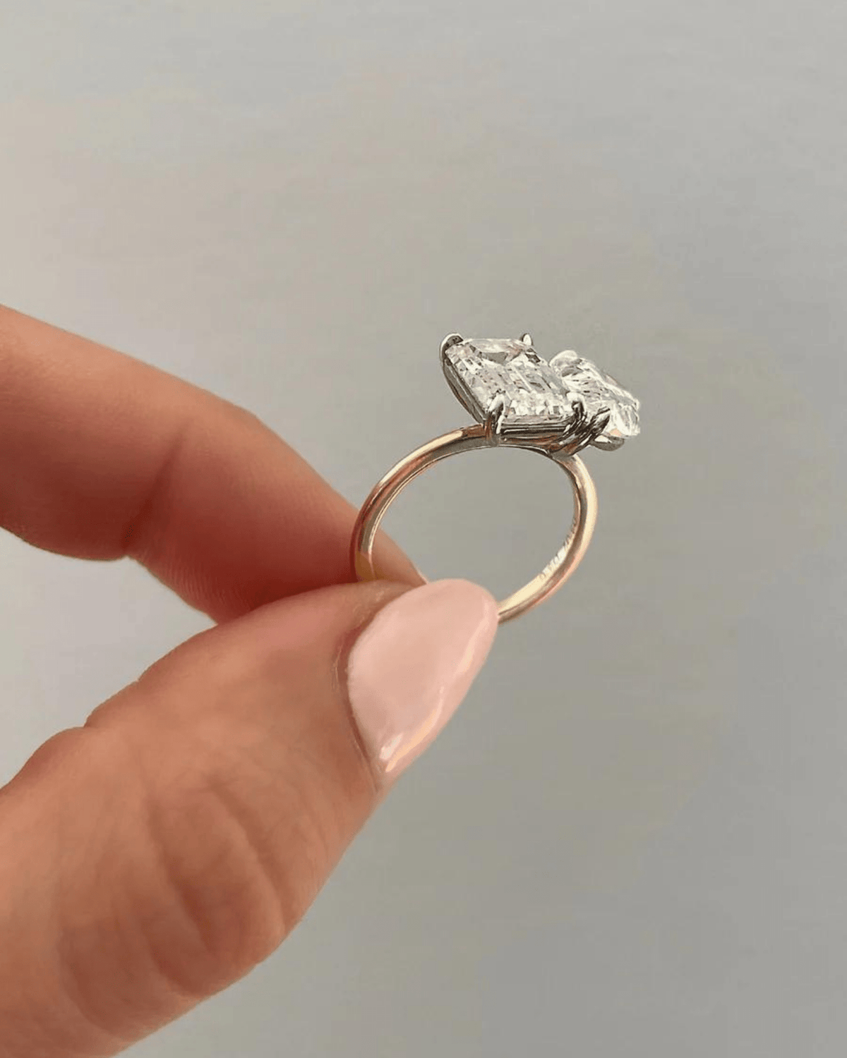 6 Carat Two Tone Pear & Emerald Toi Et Moi Engagement Ring