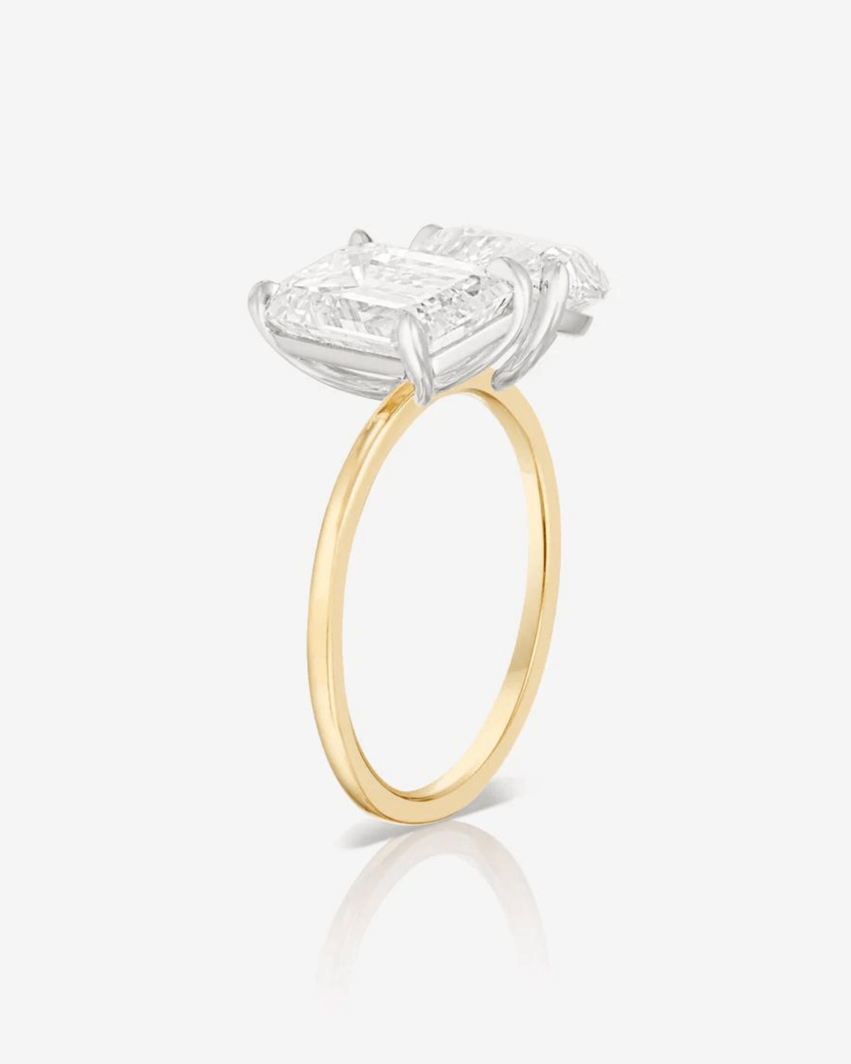 6 Carat Two Tone Pear & Emerald Toi Et Moi Engagement Ring