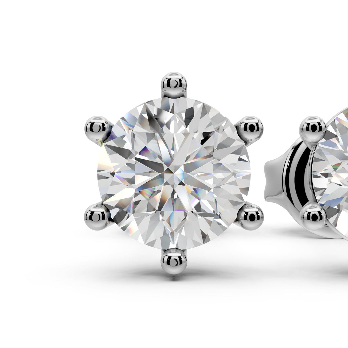 Lab Grown Diamond Stud Earrings 14k Solid Gold 6 Prong Diamond Earrings Women VS1 Clarity IGI Certified