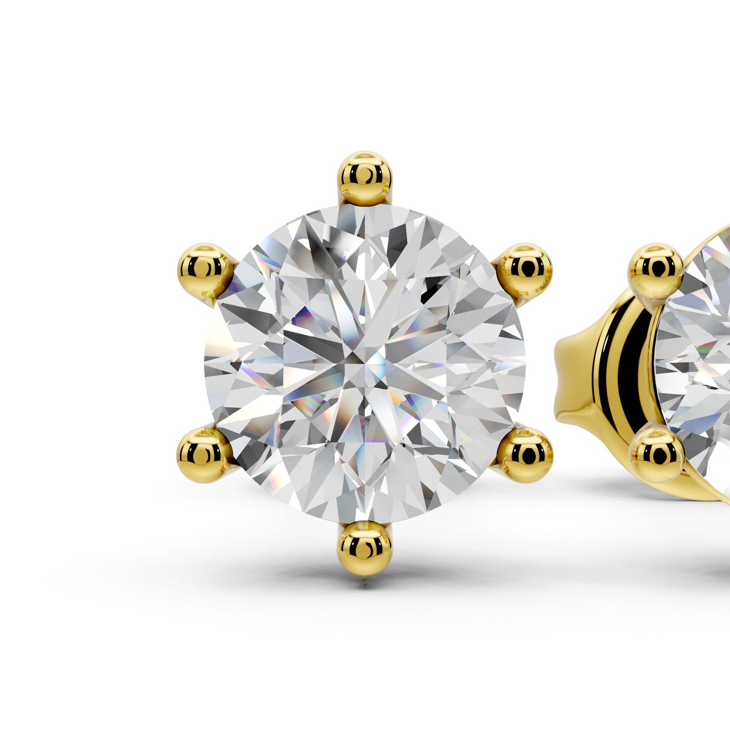 Lab Grown Diamond Stud Earrings 14k Solid Gold 6 Prong Diamond Earrings Women VS1 Clarity IGI Certified
