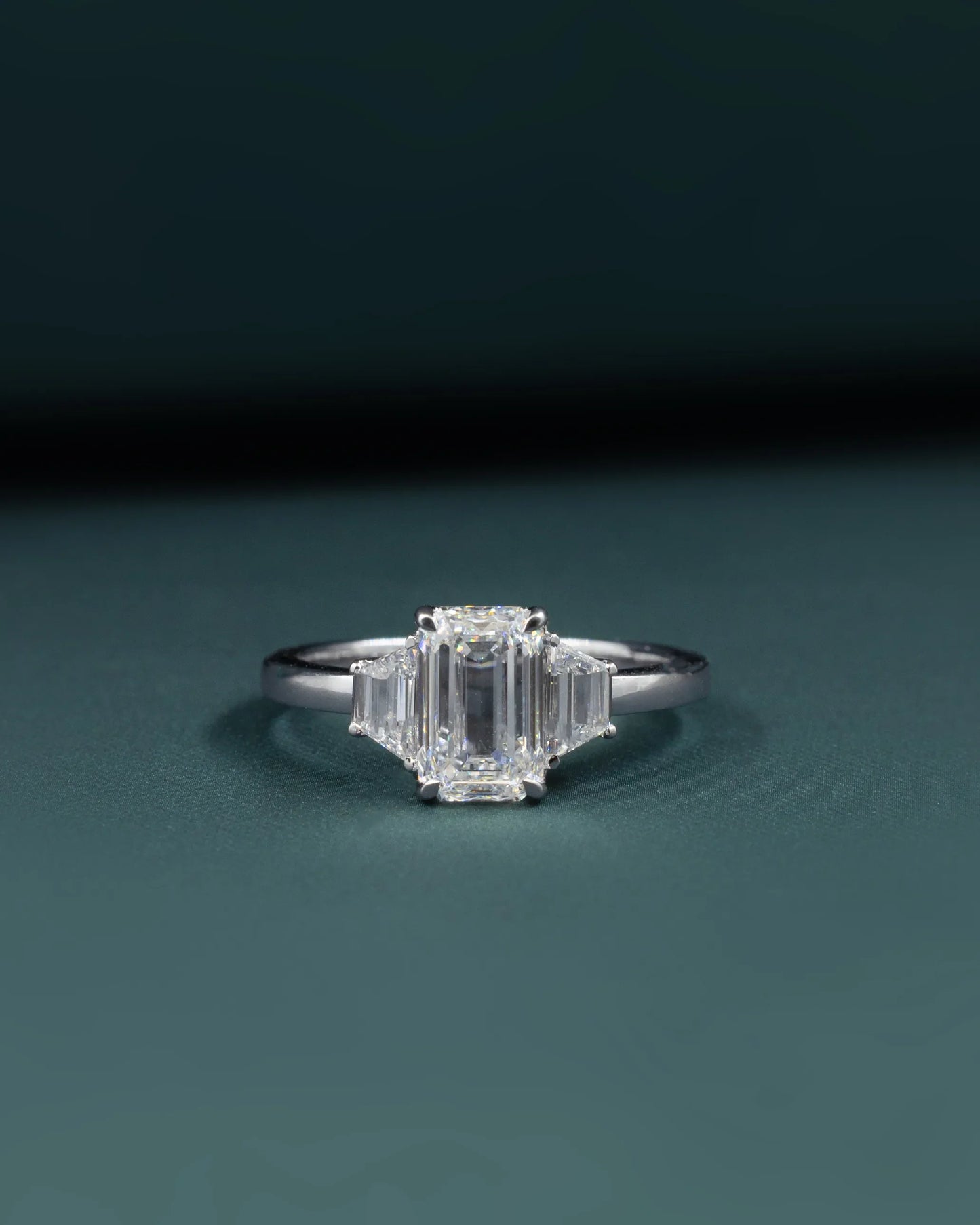 2.46 CTW Emerald & Pear Cut Three-Stone Lab-Grown Diamond Engagement Ring
