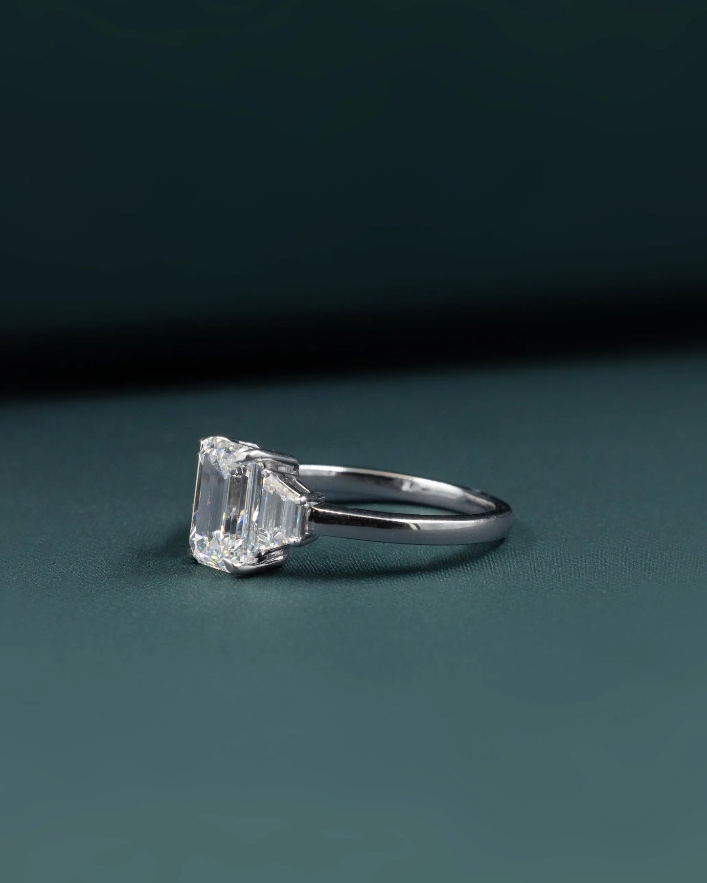 2.46 CTW Emerald & Pear Cut Three-Stone Lab-Grown Diamond Engagement Ring