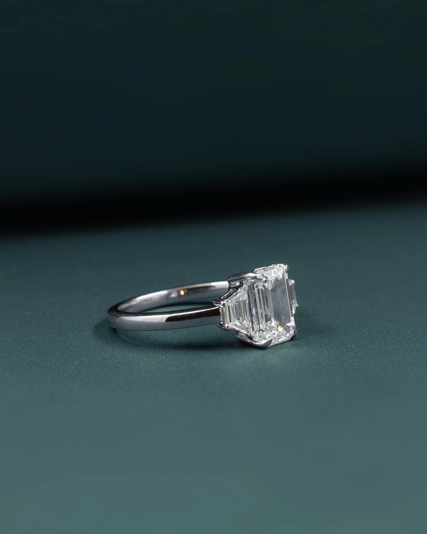 2.46 CTW Emerald & Pear Cut Three-Stone Lab-Grown Diamond Engagement Ring