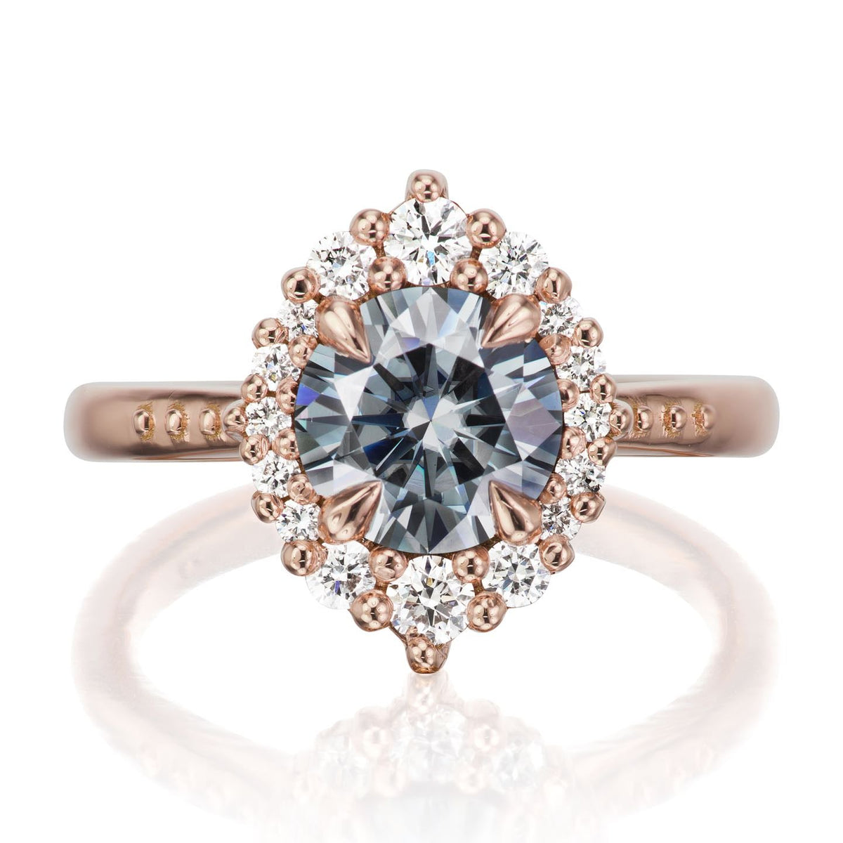・EMERSON・Charles & Colvard Grey Moissanite Center, Diamond Halo (1.27ctw+)