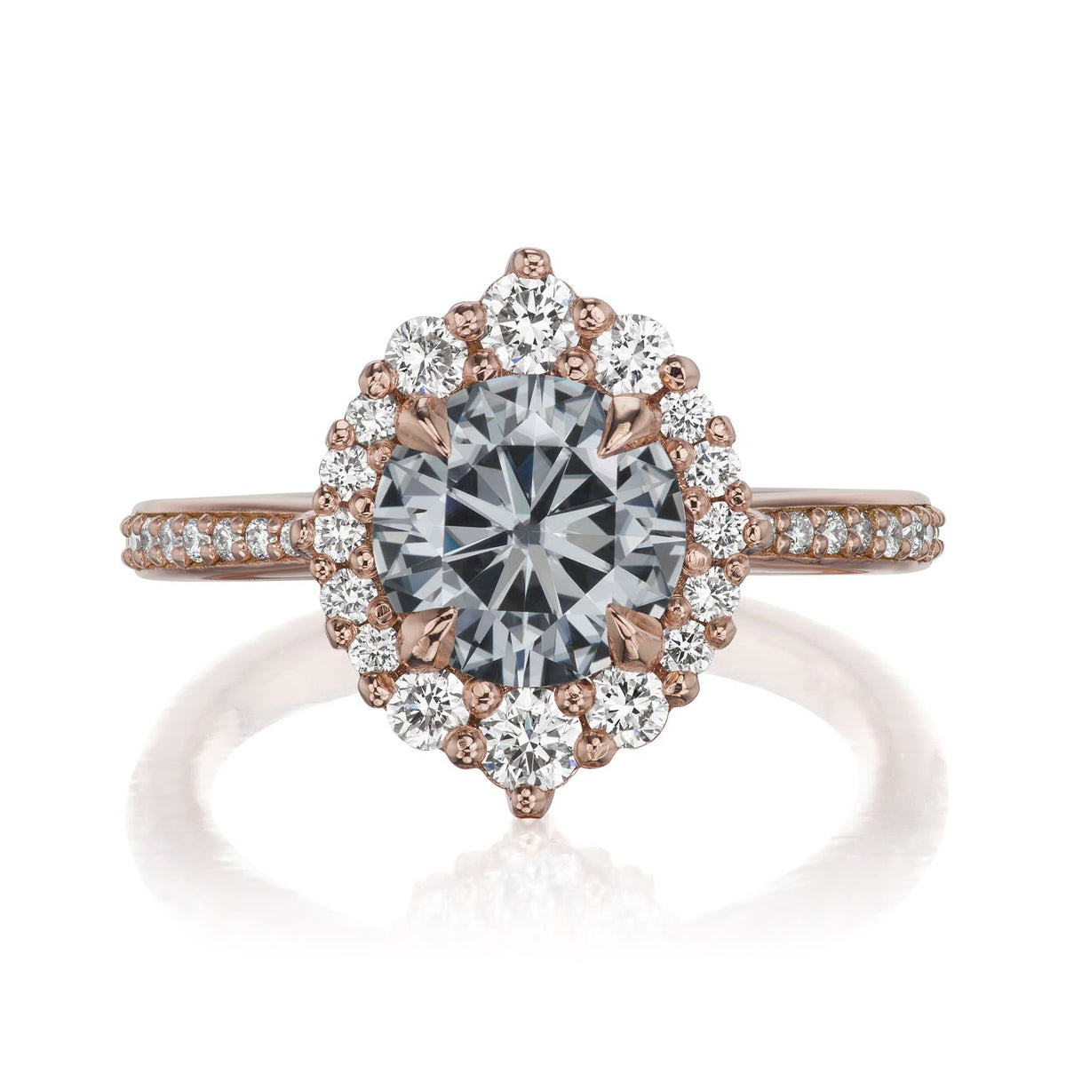 ・EMERSON・Charles & Colvard Grey Moissanite Center, Diamond Halo (1.27ctw+)
