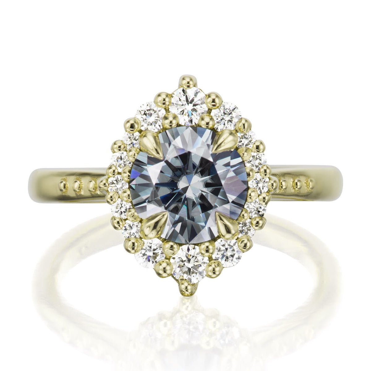 ・EMERSON・Charles & Colvard Grey Moissanite Center, Diamond Halo (1.27ctw+)