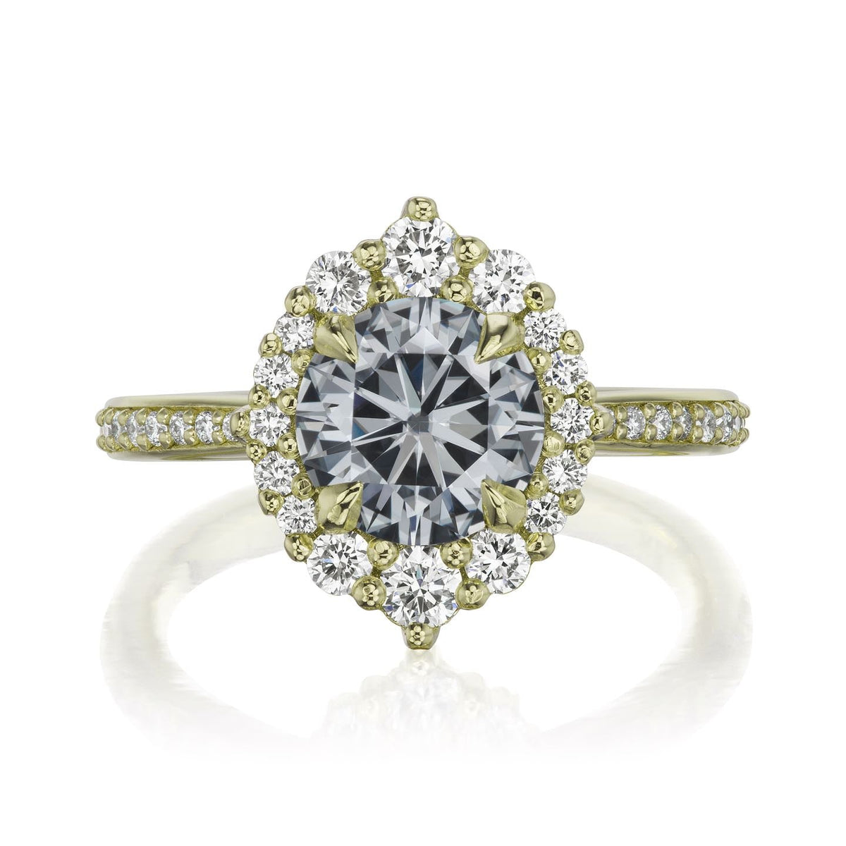 ・EMERSON・Charles & Colvard Grey Moissanite Center, Diamond Halo (1.27ctw+)