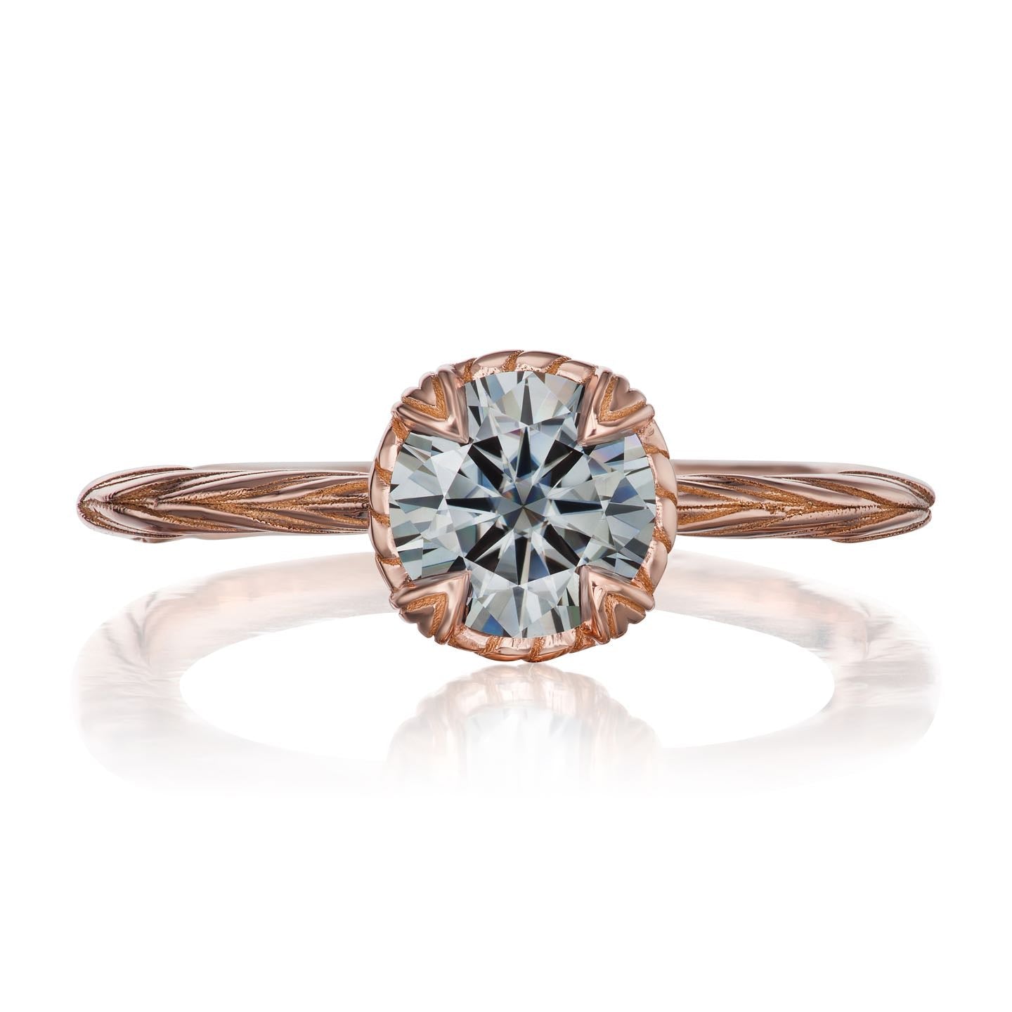 ・SIENNA・ Charles & Colvard Grey Moissanite, Willow Leaf Band (1ct)