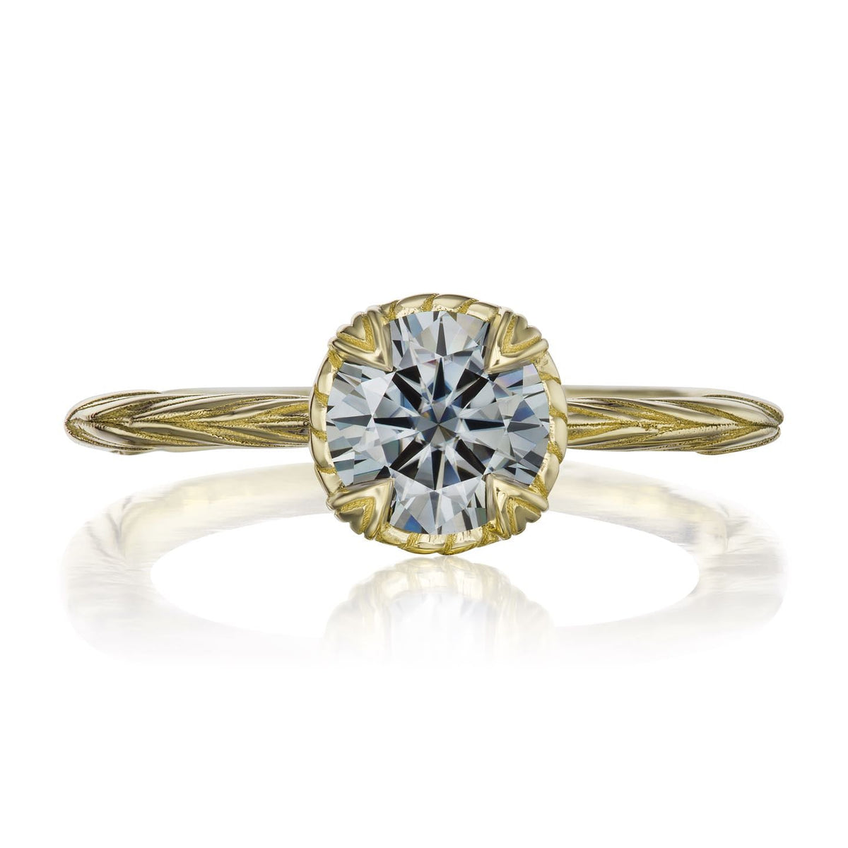 ・SIENNA・ Charles & Colvard Grey Moissanite, Willow Leaf Band (1ct)