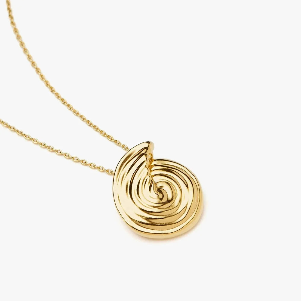 18K Gold Vermeil Spiral Large Pendant Necklace