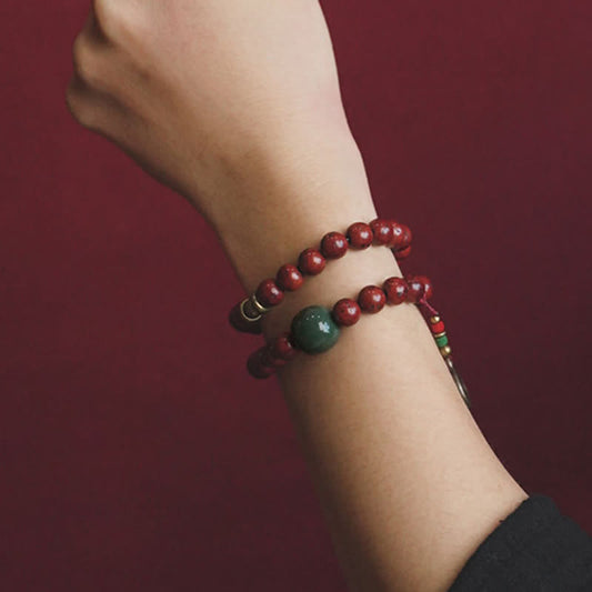Fortune Jewel Bodhi Seed Cyan Jade Copper Peace Luck Bracelet