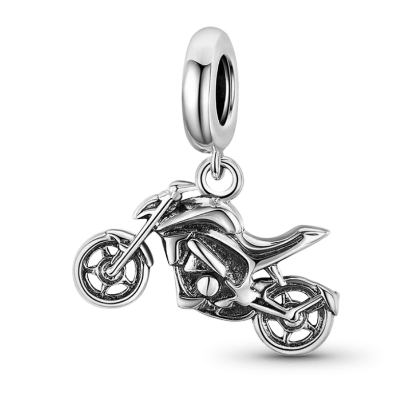 Motorcycle Pendant Dangle Charm Sterling Silver
