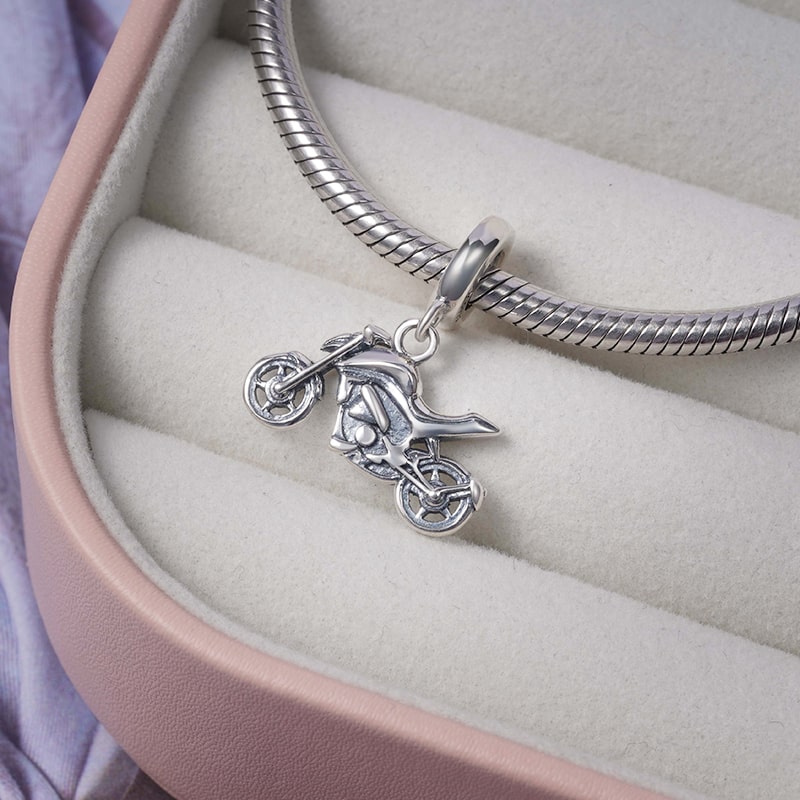 Motorcycle Pendant Dangle Charm Sterling Silver