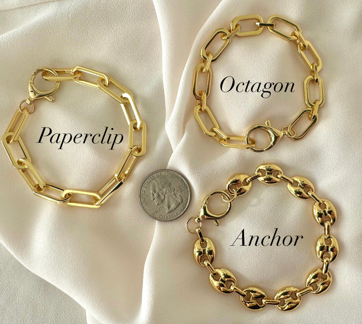 24k Gold Filled Geometric Shaped Paperclip Link Chain Bracelet - Stacking Bracelets - Gift Ideas for Women