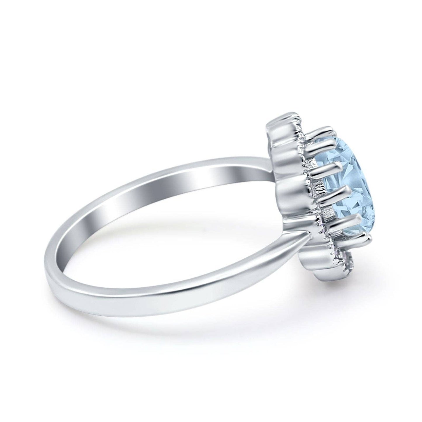 Vintage Floral Engagement Ring Oval Simulated Aquamarine CZ: Simulated Aquamarine CZ size s1/2
