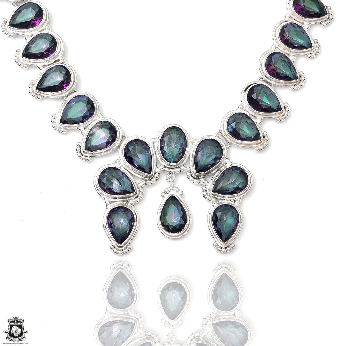 Mystic Topaz Squash Blossom Statement Necklace BN70