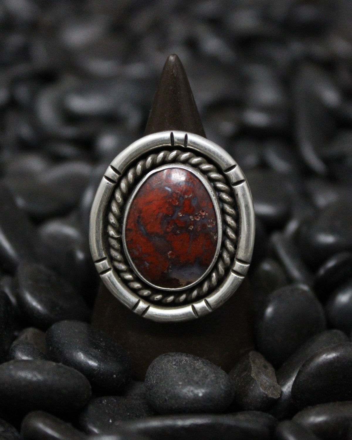 Red Moss Agate Ring size 9.5