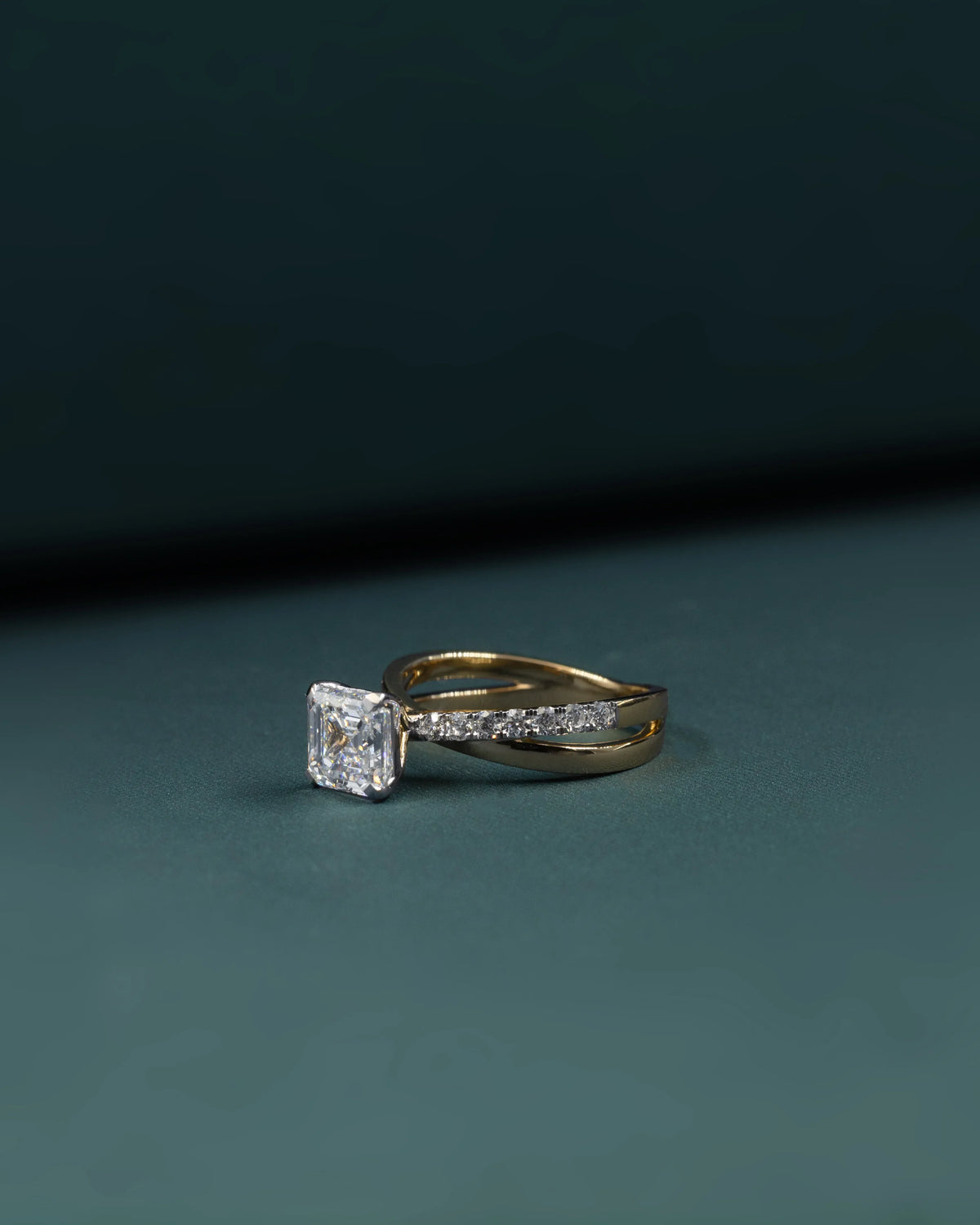 2.42 CTW Asscher Cut CVD Lab-Grown Diamond Twisted Pave Engagement Ring