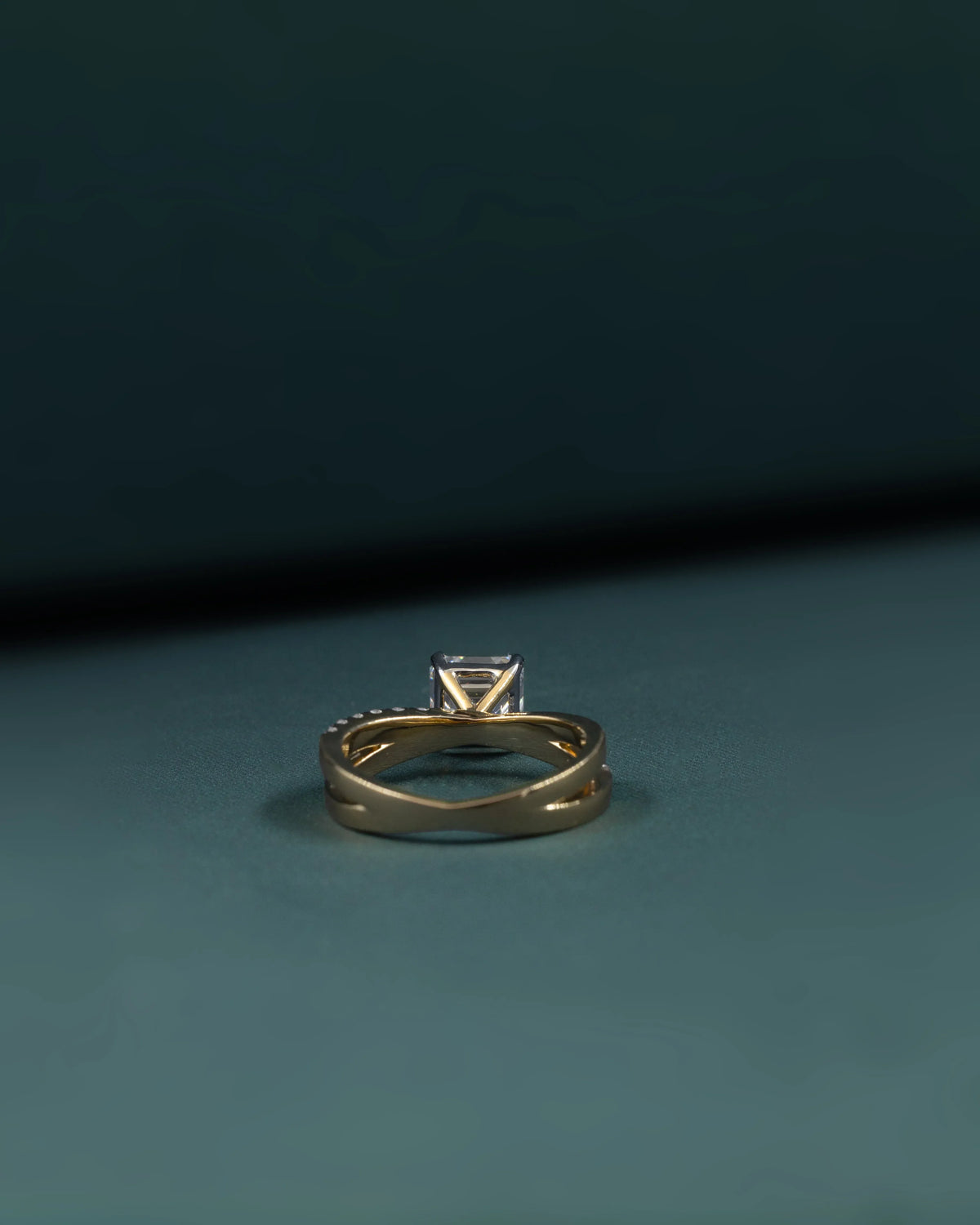 2.42 CTW Asscher Cut CVD Lab-Grown Diamond Twisted Pave Engagement Ring