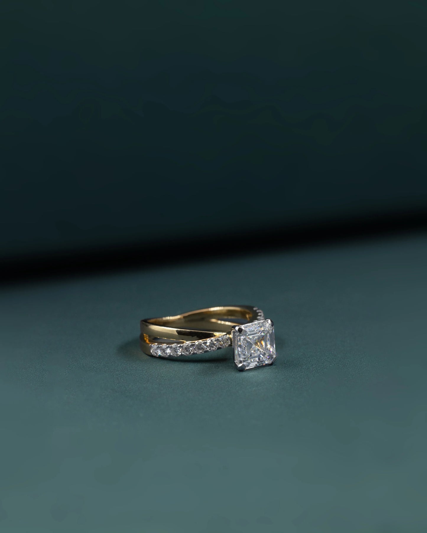 2.42 CTW Asscher Cut CVD Lab-Grown Diamond Twisted Pave Engagement Ring