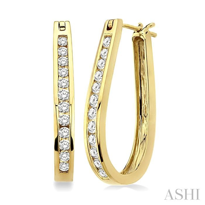 Channel Set Diamond Hoop Earrings