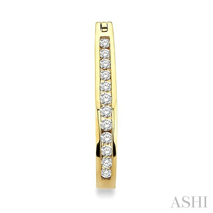 Channel Set Diamond Hoop Earrings