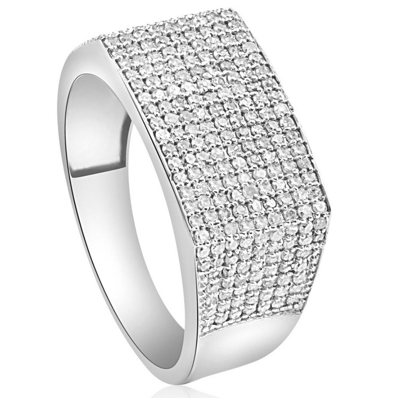 1Ct Diamond Men's White Gold Pave Wedding Ring Anniversary Band