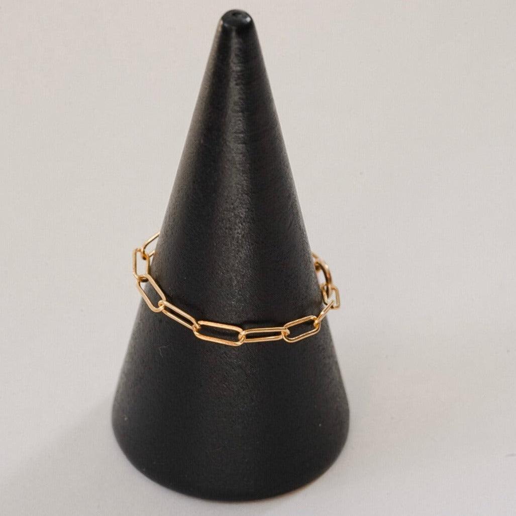 Dainty Paperclip Chain Ring - Choose Your Metal