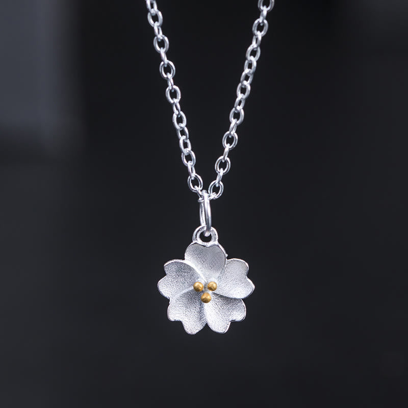 Fortune Jewel 925 Sterling Silver Cherry Blossom Flower Blessing Necklace Pendant