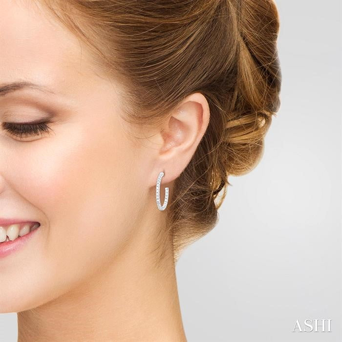 Pave Set Inside-Out Diamond Half Hoop Earrings