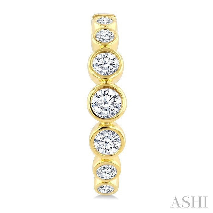 Graduated Bezel Set Diamond Fashion Hoop Earrings