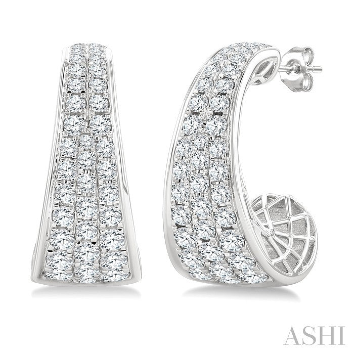 Pave Set Diamond Fashion Half Hoop Earrings