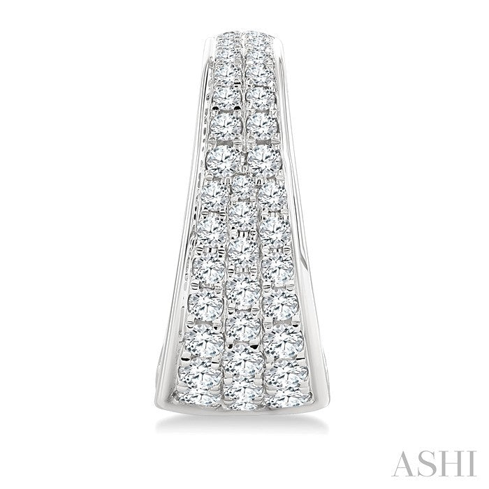 Pave Set Diamond Fashion Half Hoop Earrings