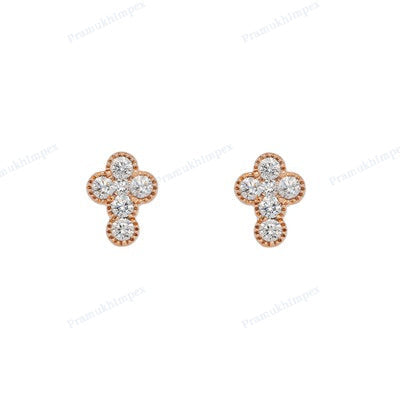 925 Sterling Silver Rose Gold Plated Cross Earrings For Women