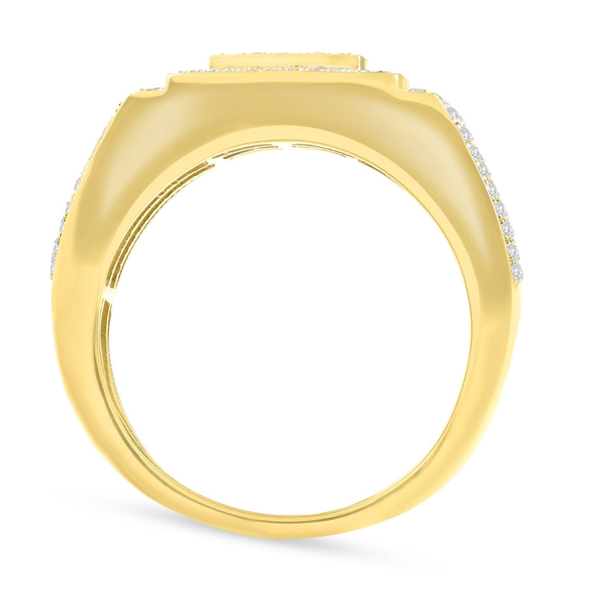 Men's 1/4 CT. T.W. Diamond Micro Cluster Square Stepped Ring in 10K Yellow Gold