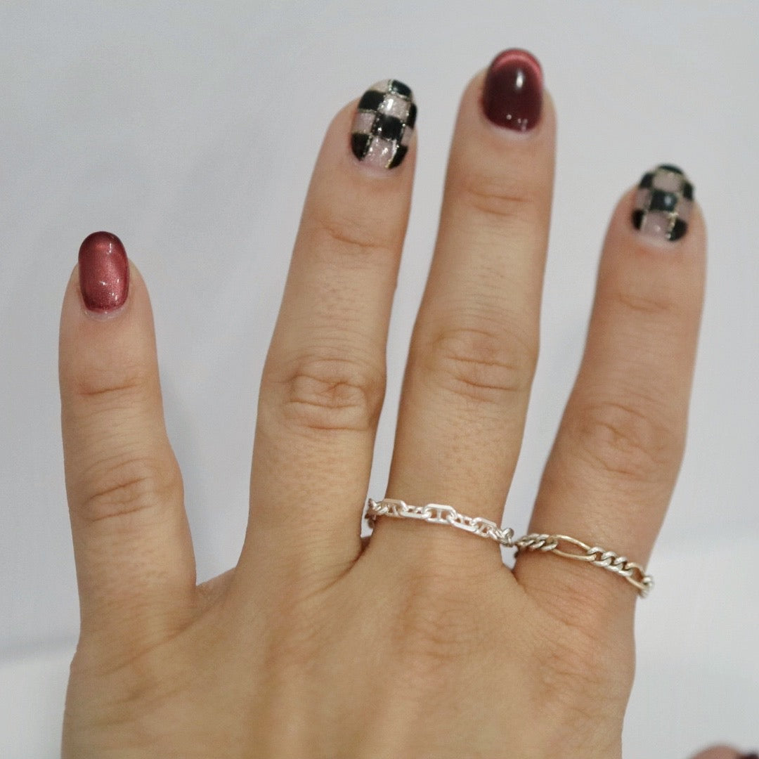 Mixed Metal Figaro Chain Ring - Sterling Silver and 14 Karat Gold Fill