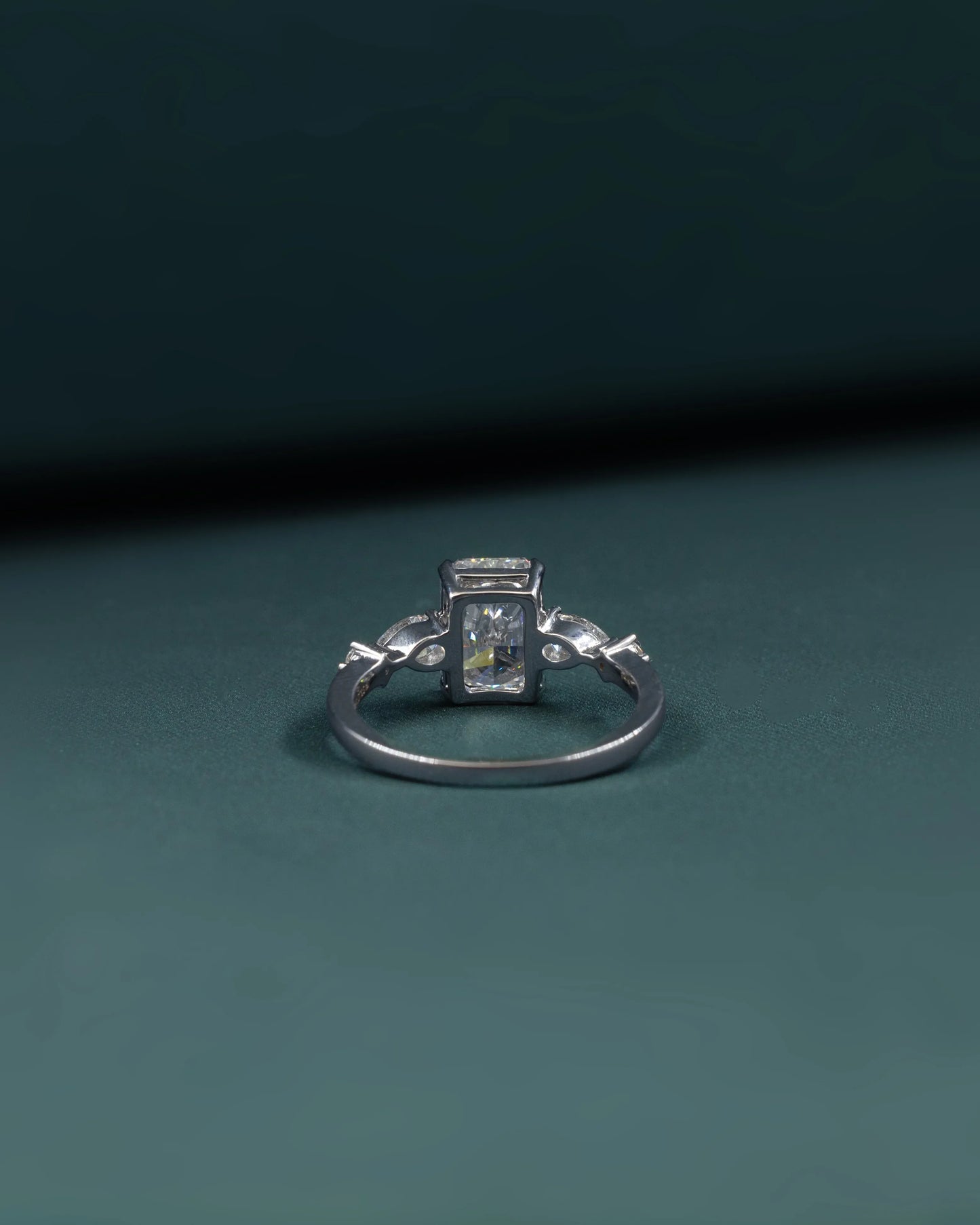 2.37 CTW Radiant Cut & Pear Side Stone Lab-Grown Diamond Three Stone Ring