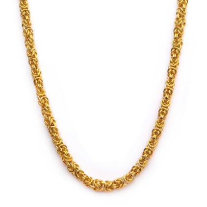18K Gold Ion-Plated Stainless Steel King Byzantine Chain