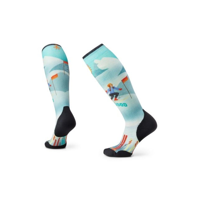 Women's Ski Targeted Cushion Snow Bunny Print OTC Socks