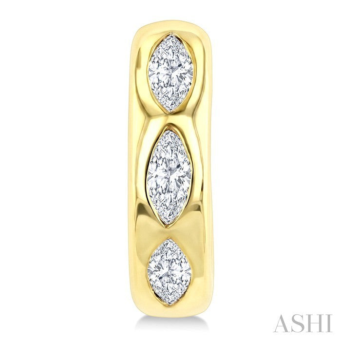 Marquise Shape Petite Diamond Huggie Earrings