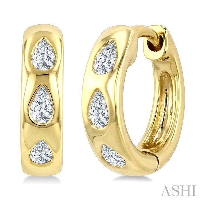 Pear Shape Petite Diamond Huggie Earrings