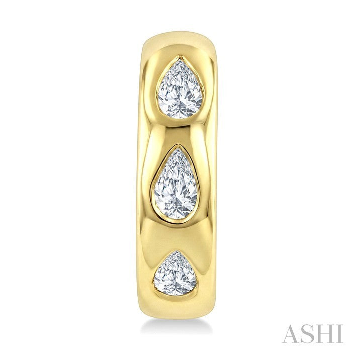 Pear Shape Petite Diamond Huggie Earrings