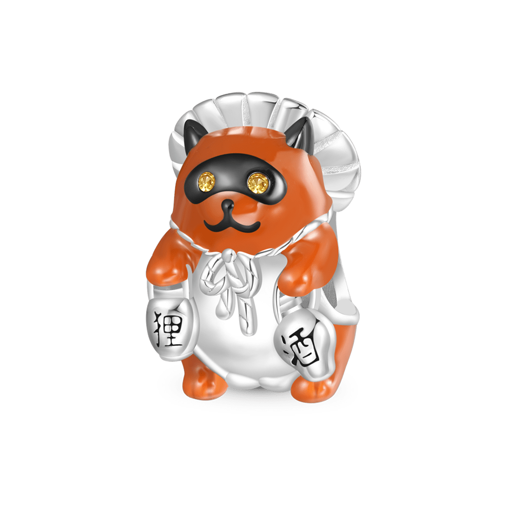 Gnoce kawaii Raccoon Animal Charm Platinum-plated Silver Blend
