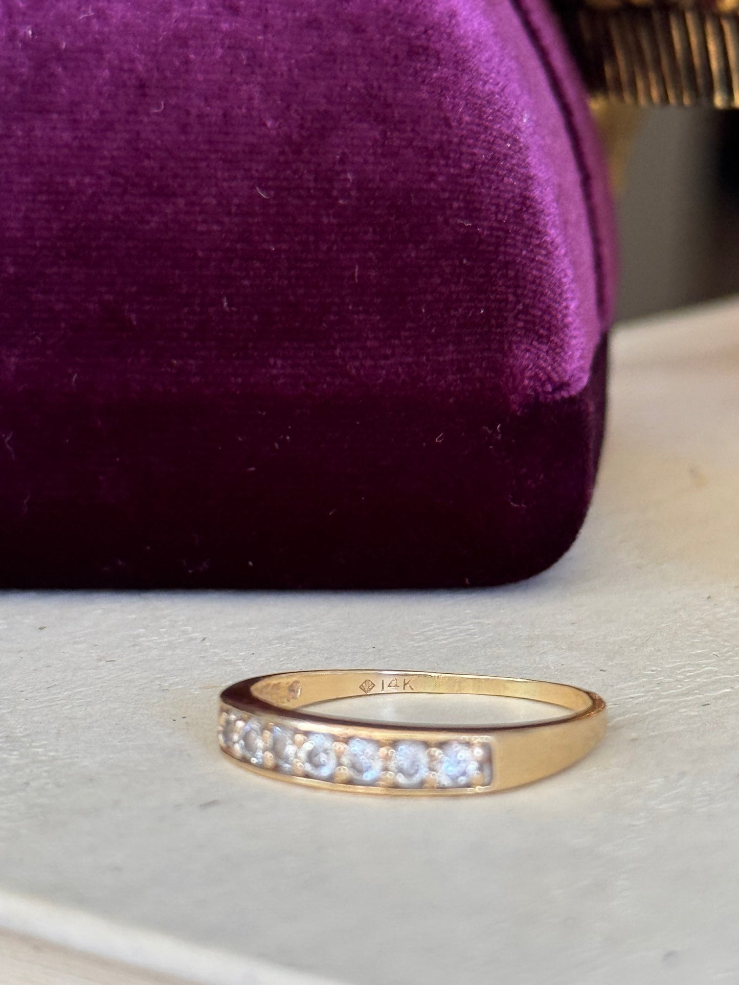 Vintage 14k Yellow Gold & Diamond Half-Eternity Stacking Band