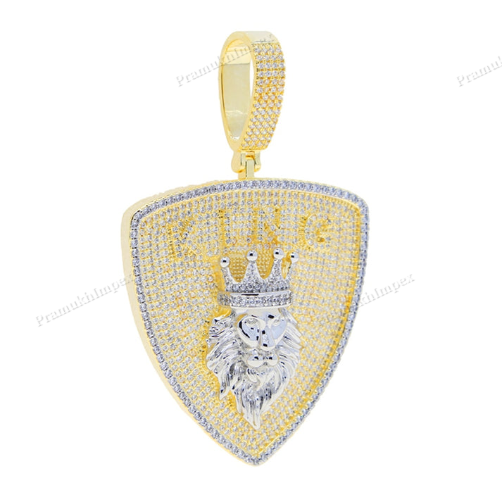 Silver Moissanite Iced Out King Crown Pendant