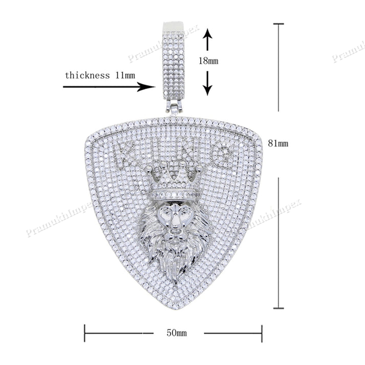 Silver Moissanite Iced Out King Crown Pendant
